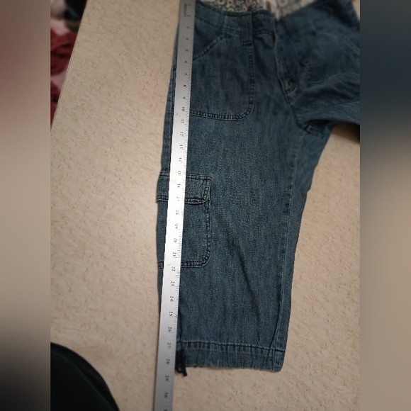 Lee One True Fit Capri Cargo Denim 10 Medium Women's Blue Lower Of The Waist - Picture 7 of 8